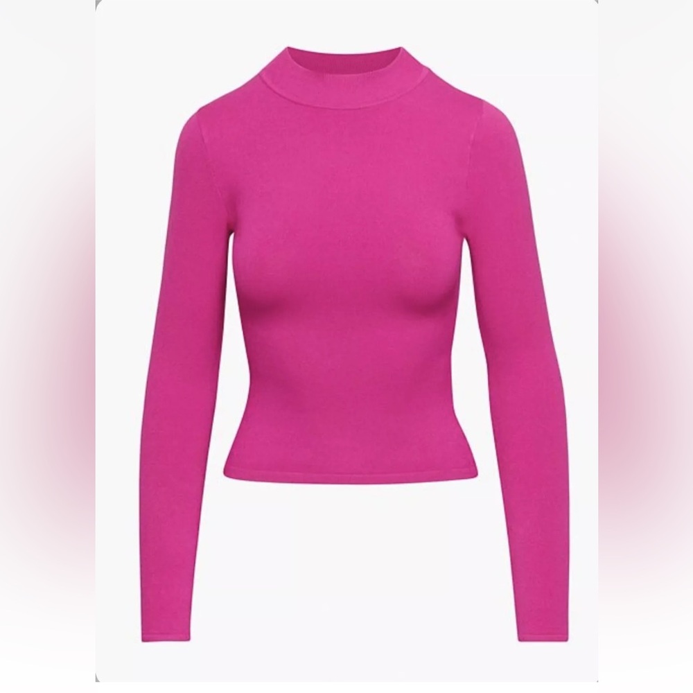 Women's Pink Long Sleeve mock neck  Top contour, Aritzia